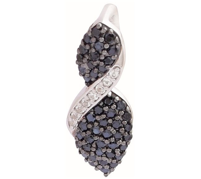 Sterling Silver Black Spinel & White Topaz Pendant — Main view