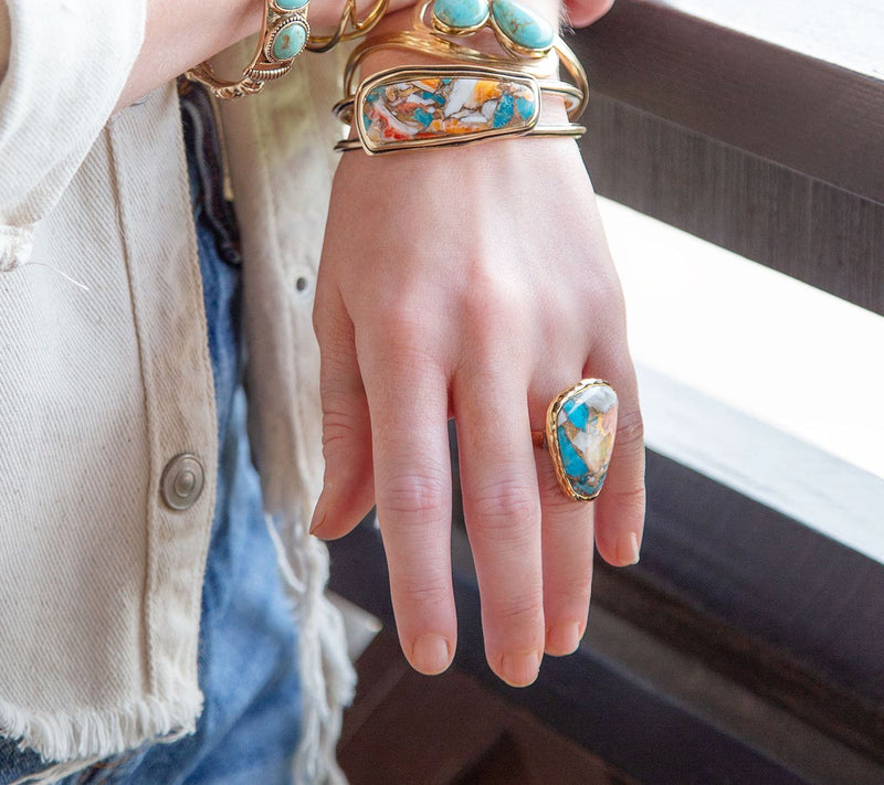 Barse Composite Turquoise w/ Infused Metal M atix Ring — View 3