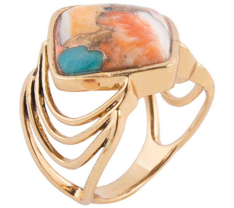 Barse Composite Turquoise w/ Infused Metal M atix Ring — View 2
