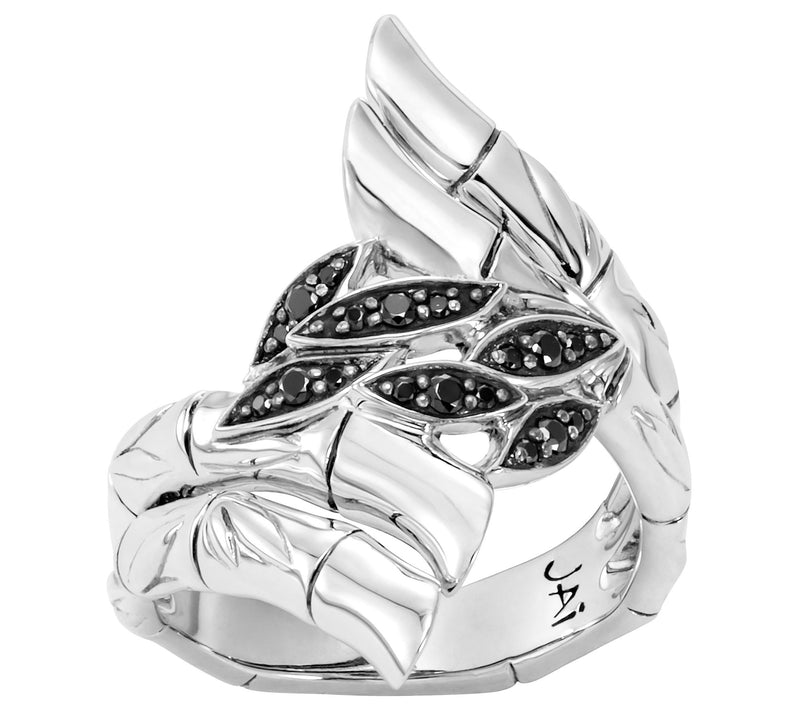 JAI Sterling Silver Black Spinel Bamboo Ring — Main view
