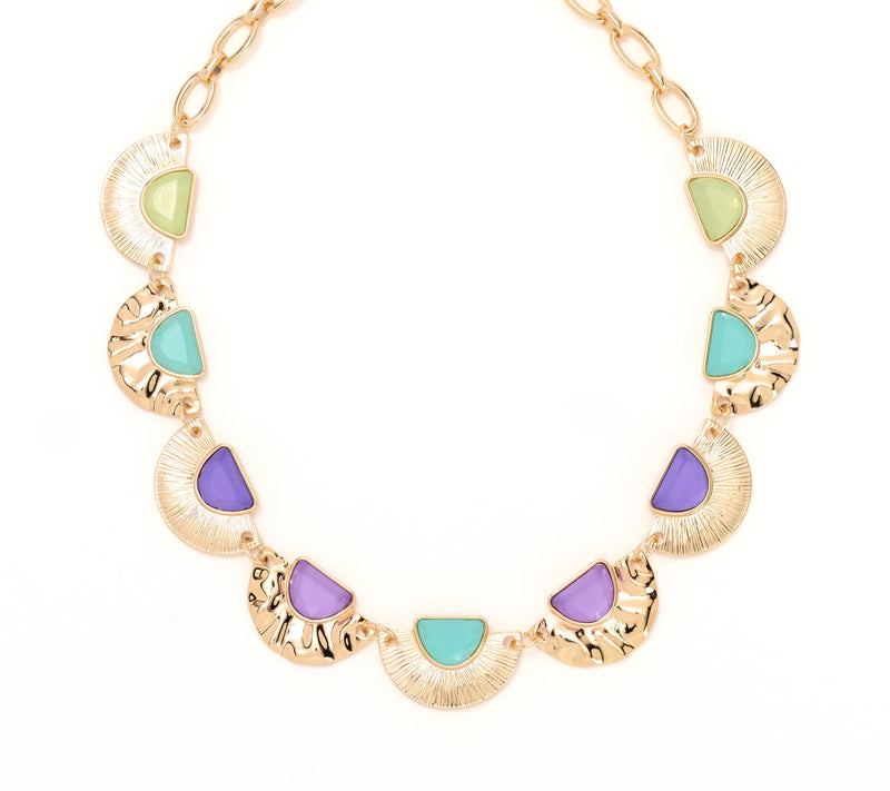 Susan Graver Fan Shaped Hammered Metal Necklace — View 5