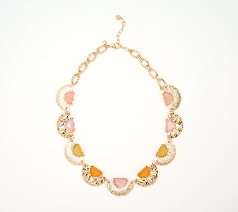 Susan Graver Fan Shaped Hammered Metal Necklace — View 8