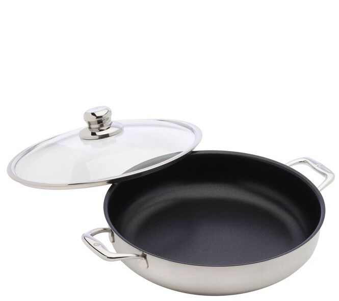 Swiss Diamond Nonstick Clad 12-1/2" Chef Pan w/Lid — Main view