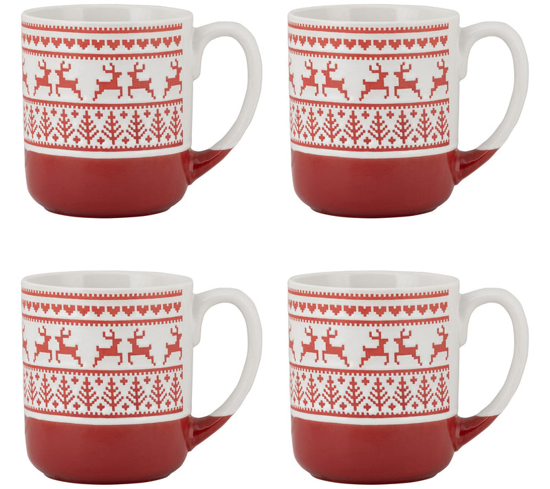 10 Strawberry Street Set of 4 Reindeer Sweater Embossed Mug — View 3