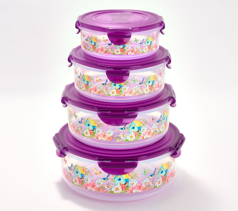 LocknLock 4-Piece Nestable Spring Printed Canisters — View 9