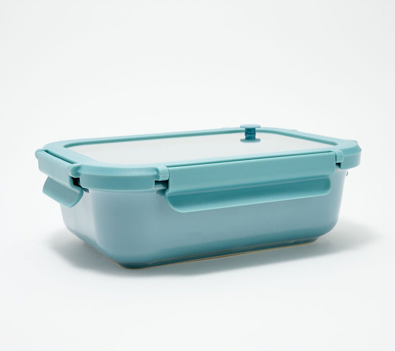 GeniCook S/3 Ceramic Food Storage Containers w/ Glass Lids — View 4