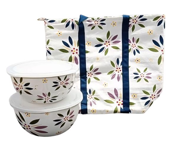Temp-tations Old World Tote Bag w/ Stainless Steel Bowls — View 3