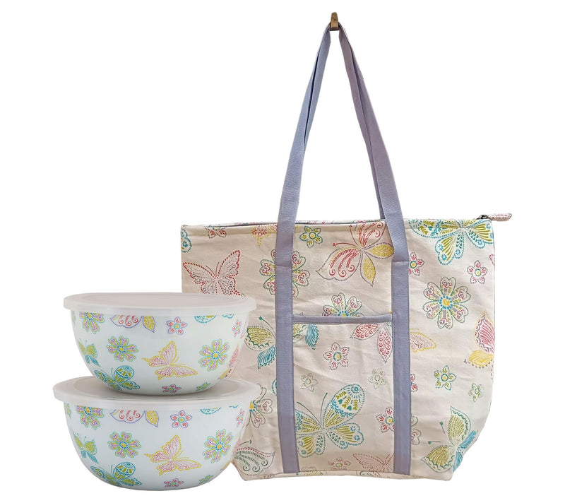 Temp-tations Seasonal Tote Bag with Stainless Steel Bowls — Main view