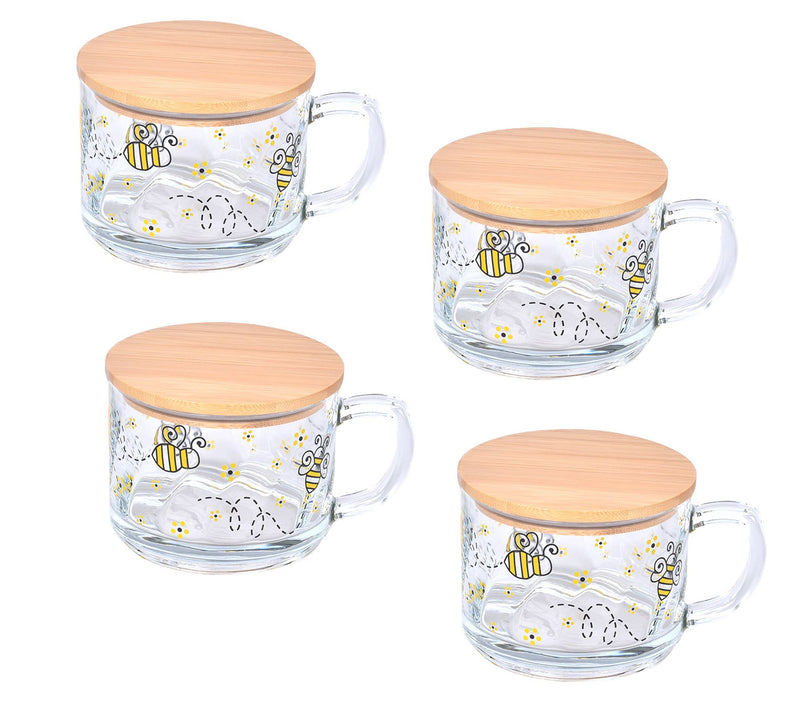 Temp-tations Set of (4) 16-oz Glass Mugs with Wood Lids — Main view