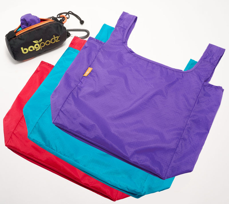 BagPodz Set of 6 Nylon Shopping Bags w/ Storage Pod & Clip — View 7