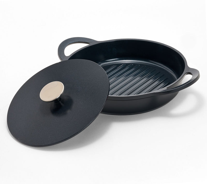 Technique Cast Aluminum Nonstick 10" Grill Pan w/ Burger Press — View 3