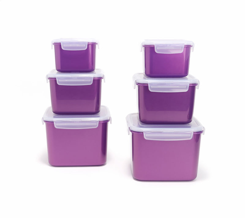 LocknLock 6-Pc Nestable Colored Body Square Storage Set — Main view