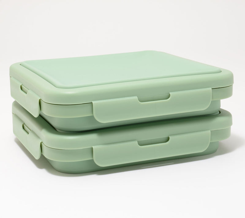 Cella S/2 Silicone Collapsible Storage Squares w/Attached Lids — View 2