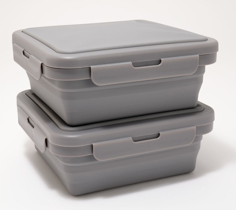 Cella S/2 Silicone Collapsible Storage Squares w/Attached Lids — View 8