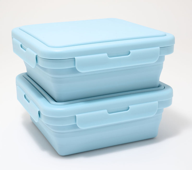 Cella S/2 Silicone Collapsible Storage Squares w/Attached Lids — View 9
