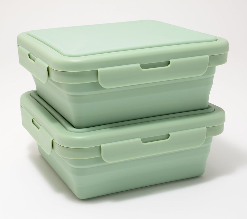 Cella S/2 Silicone Collapsible Storage Squares w/Attached Lids — View 10