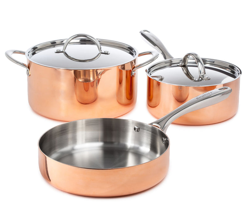 BergHOFF Vintage 5pc Tri-Ply Copper Cookware Set with Lids — View 10