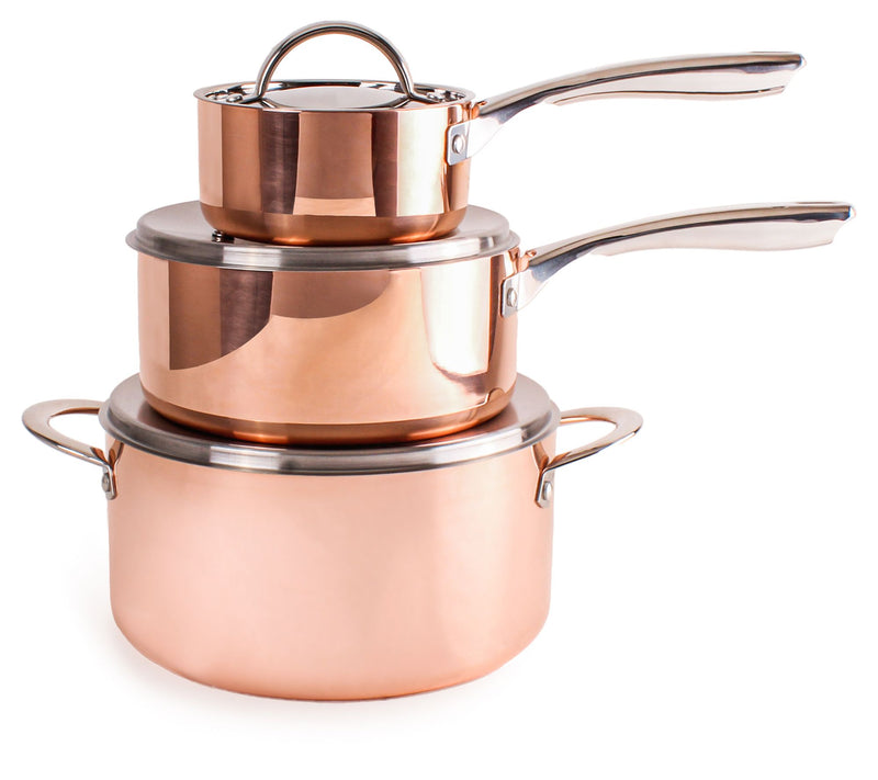 BergHOFF Vintage 6pc Tri-Ply Copper Cookware Set with Lids — View 2