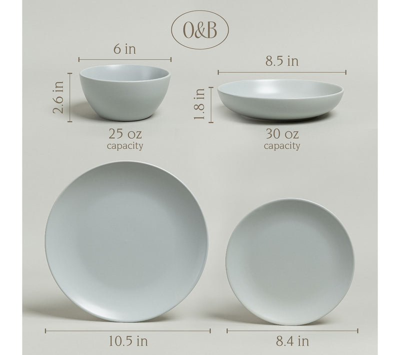 over&back Coupe 16-Piece Semi-Matte Stoneware Dinnerware Set — View 3