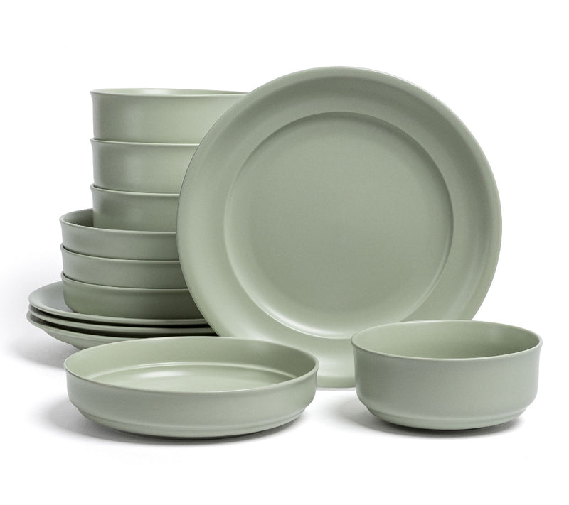 over&back Rimmed 12-Piece Semi-Matte Stonewareinnerware Set — View 14