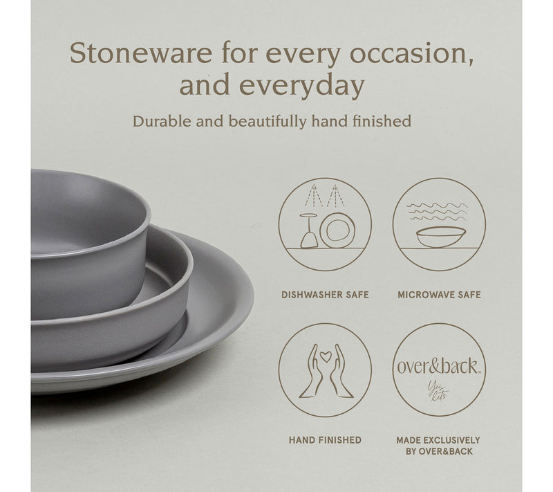 over&back Rimmed 12-Piece Semi-Matte Stonewareinnerware Set — View 2