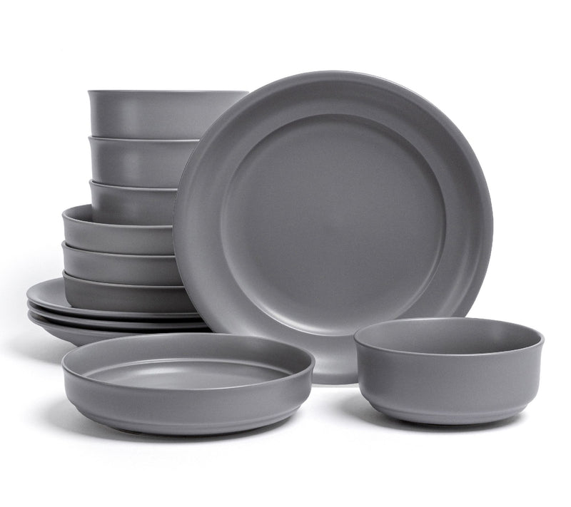 over&back Rimmed 12-Piece Semi-Matte Stonewareinnerware Set — View 16