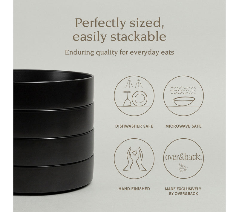 over&back Stackable 40oz Semi-Matte Stoneware Dinner Bowls — View 2