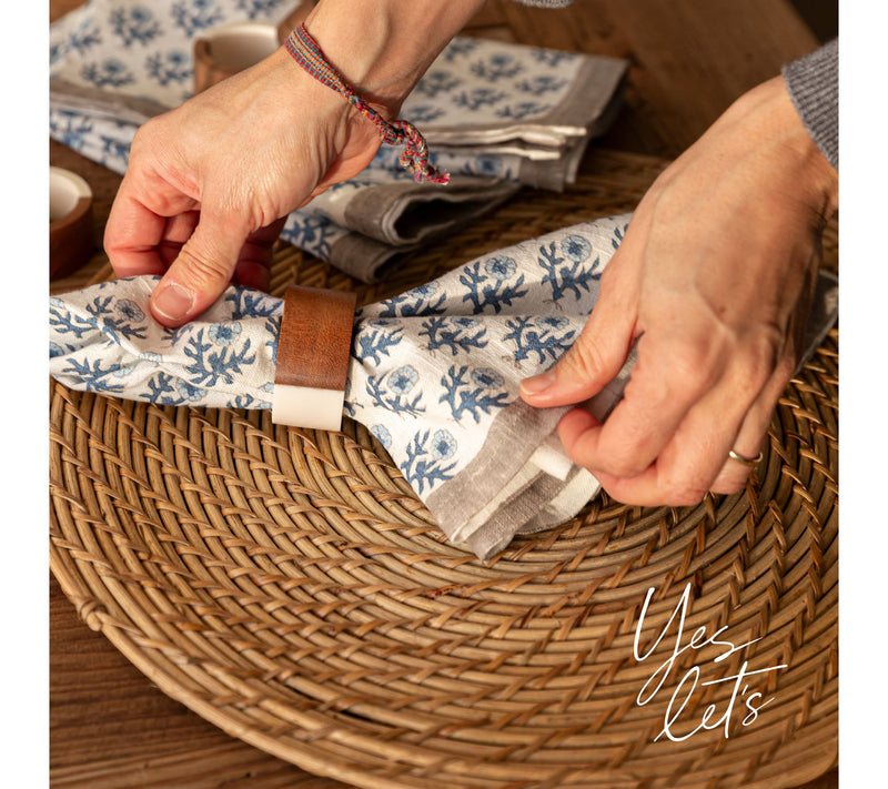 over&back Set of 2 Natural Rattan Round Placemats - Hand-Made — View 7