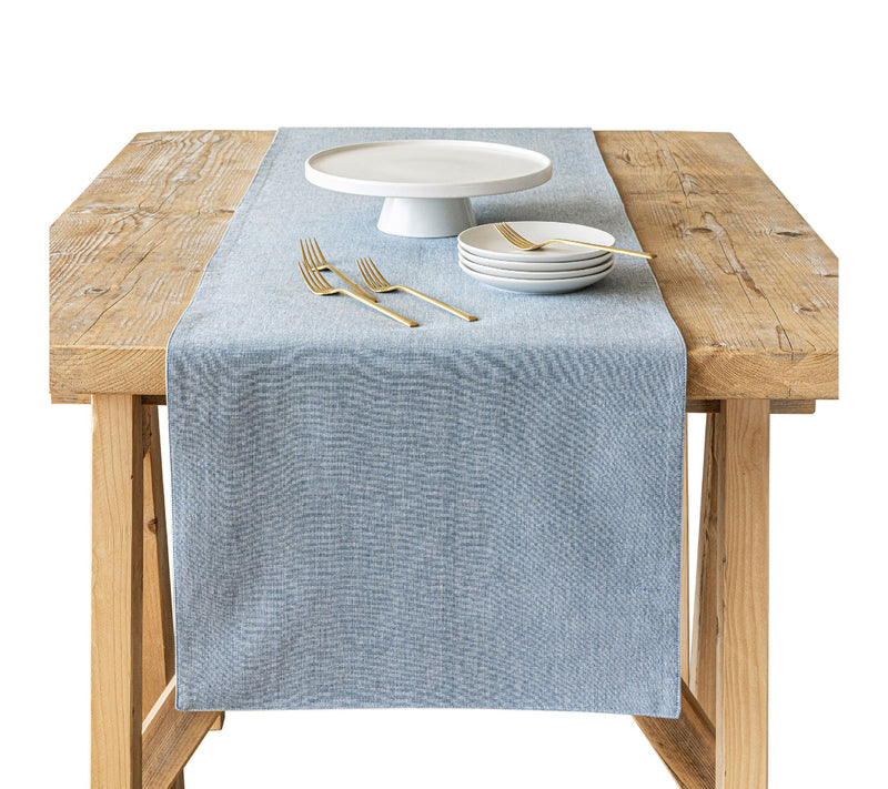 over&back Woven Chambray Cotton Table Runner- Machine Washabl — View 13