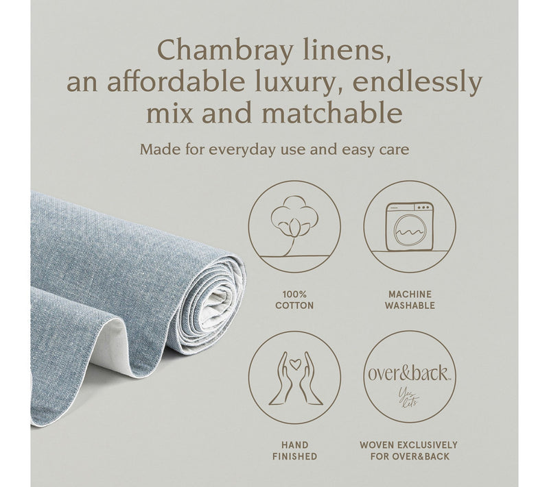 over&back Woven Chambray Cotton Table Runner- Machine Washabl — View 2