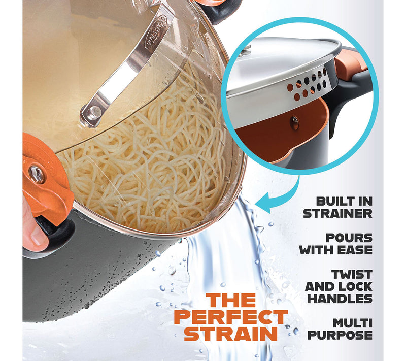 Gotham Steel 5 Qt Nonstick Pasta Pot with Twist& Lock Handles — View 4