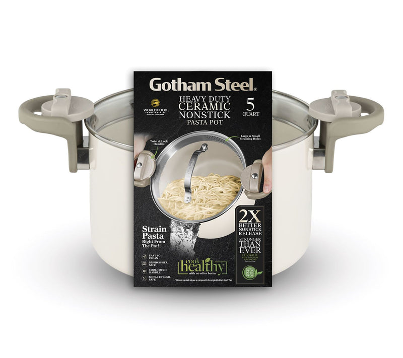 Gotham Steel 5 Qt Nonstick Pasta Pot with Twist& Lock Handles — View 3