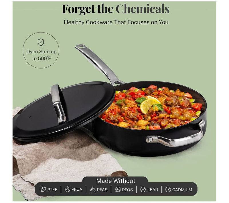 Gotham Steel Modern 4 Qt Ceramic Nonstick SautePan with Lid — View 4