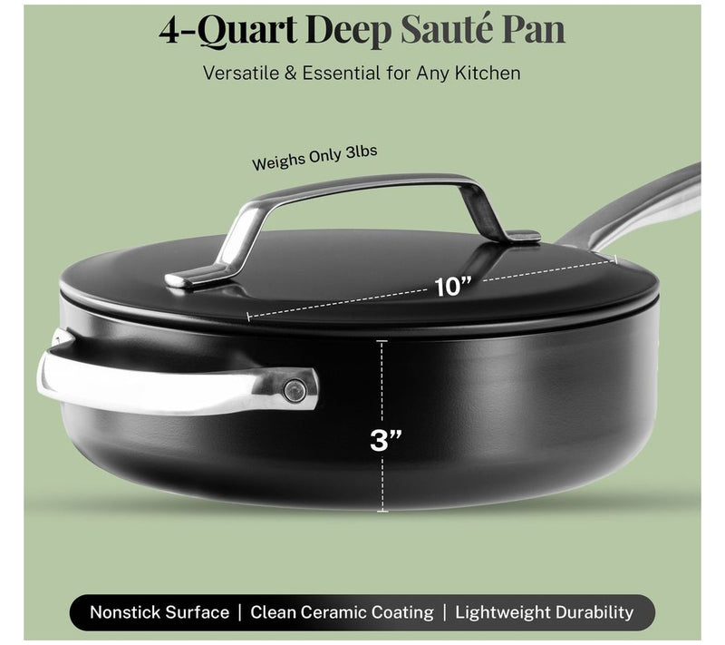 Gotham Steel Modern 4 Qt Ceramic Nonstick SautePan with Lid — View 2