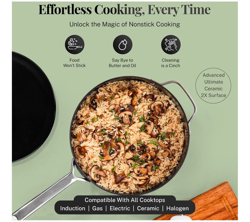 Gotham Steel Modern 4 Qt Ceramic Nonstick SautePan with Lid — View 3