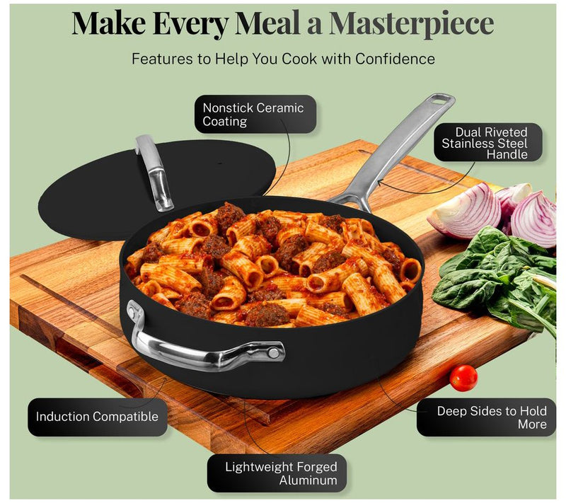 Gotham Steel Modern 4 Qt Ceramic Nonstick SautePan with Lid — View 5