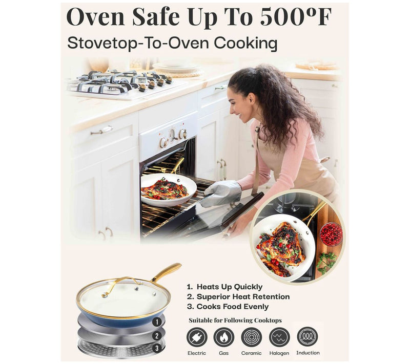 Gotham Steel Navy 12'' Nonstick Fry Pan with Gold Handles — View 7