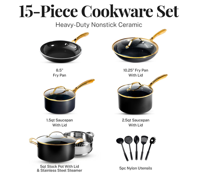 Gotham Steel Black 15 Piece Nonstick Cookware &Utensil Set — View 4
