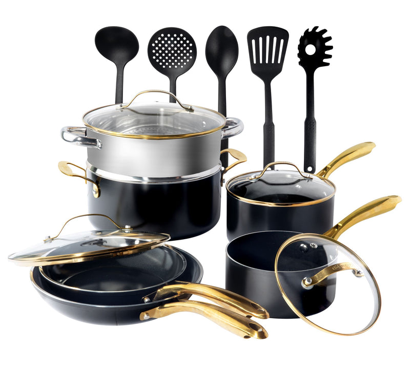 Gotham Steel Black 15 Piece Nonstick Cookware &Utensil Set — Main view