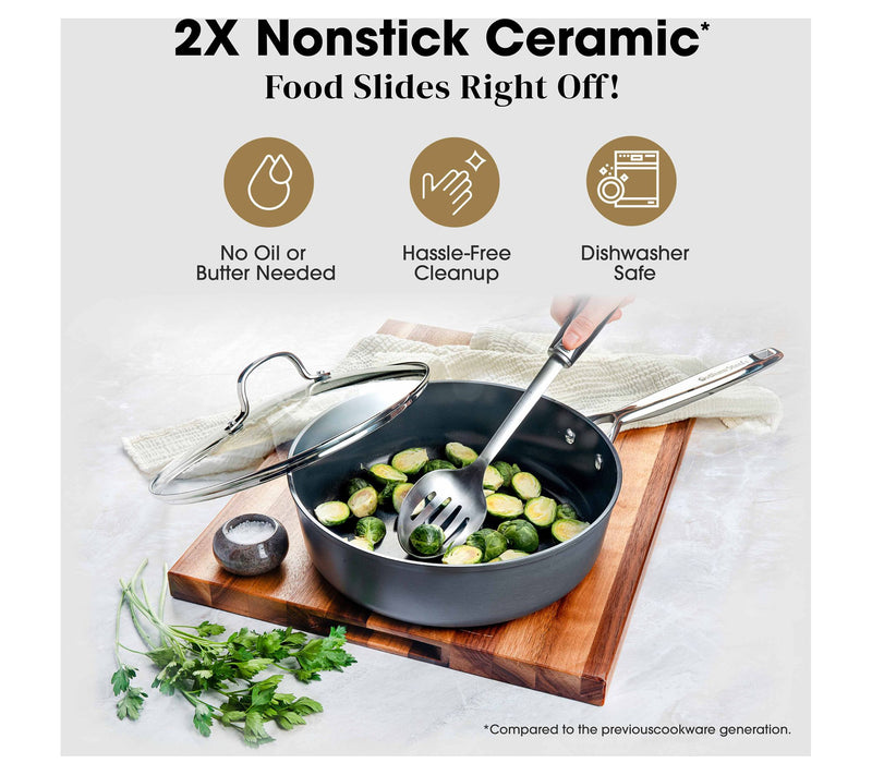 Gotham Steel Pro 2X Ultra Ceramic Nonstick 4-qtDeep Saute Pan — View 5