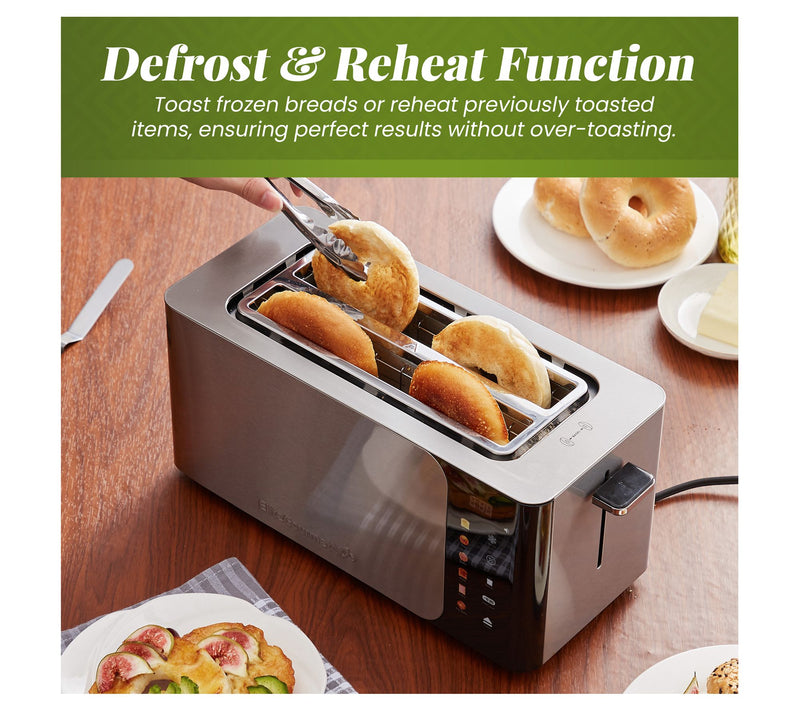 Elite Cuisine 4-Slice Longslot Toaster w/ Digital Image Screen — View 2