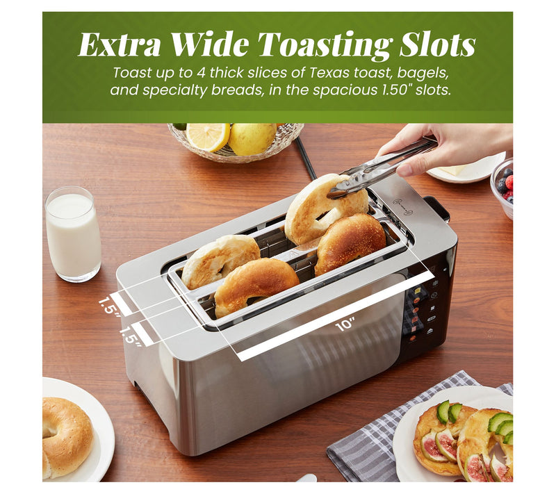 Elite Cuisine 4-Slice Longslot Toaster w/ Digital Image Screen — View 4
