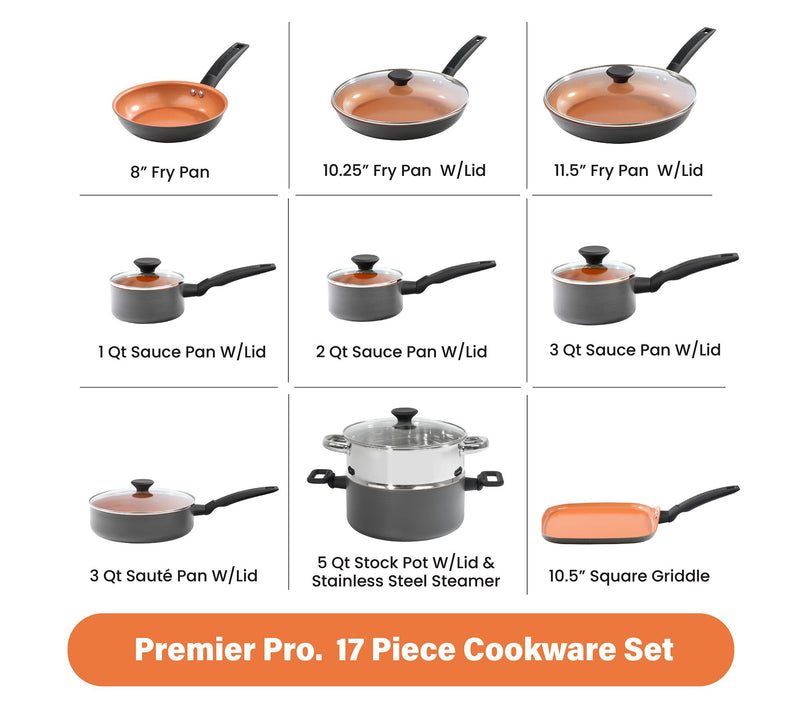 Gotham Steel Pro Premier 17 Piece Nonstick Cookware Set — View 4