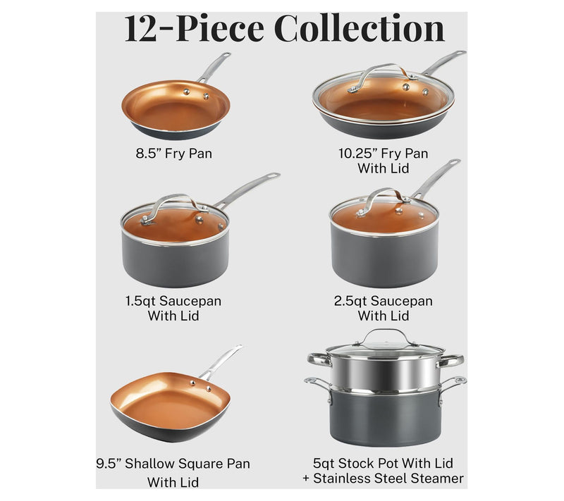 Gotham Steel Graphite 12 Piece Nonstick CeramicCookware Set — View 4