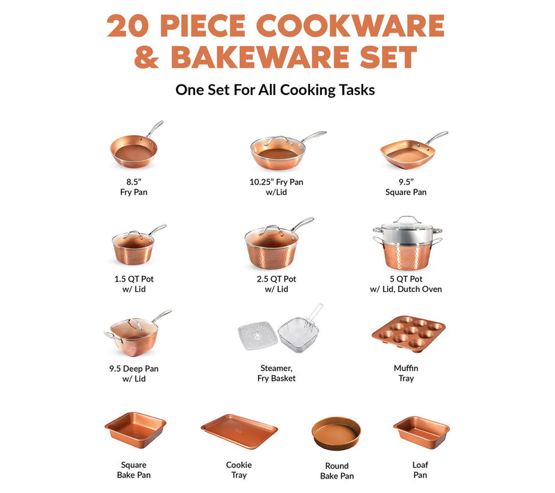 Gotham Steel Hammered 20 Piece Nonstick Cookware Bakeware Set — View 4