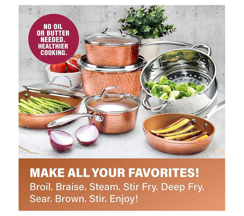 Gotham Steel Hammered 15 Piece Nonstick Cookware Bakeware Set — View 5