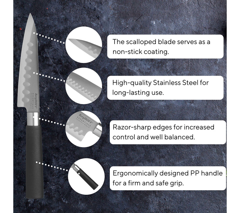 BergHOFF DiNA Codon Stainless Steel Scalloped Santoku Knife 5" — View 7