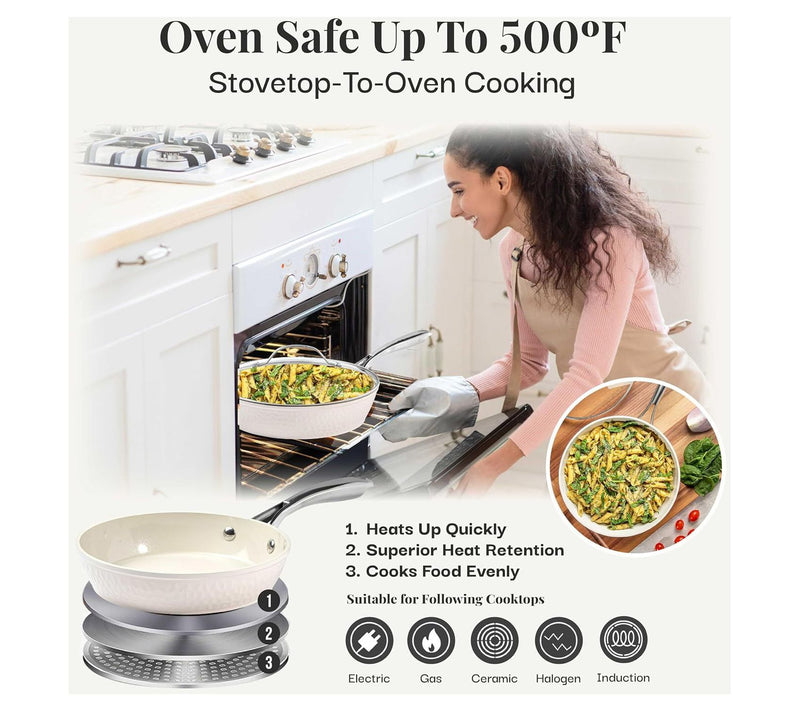 Gotham Steel Hammered Cream 15 Piece Cookware and Utensil Set — View 6