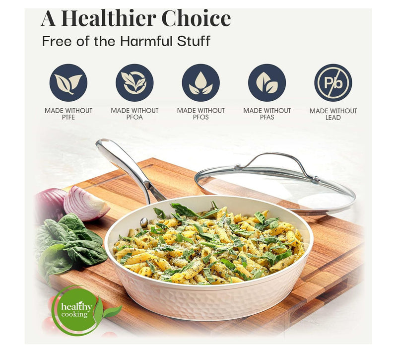 Gotham Steel Hammered Cream 15 Piece Cookware and Utensil Set — View 3