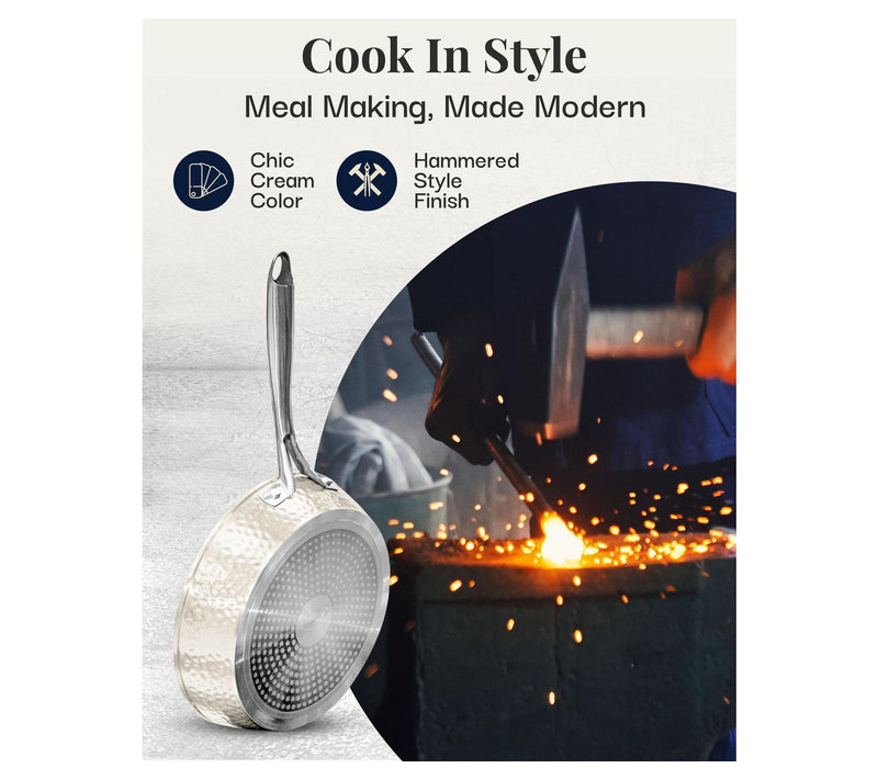 Gotham Steel Hammered Cream 15 Piece Cookware and Bakeware Set — View 3